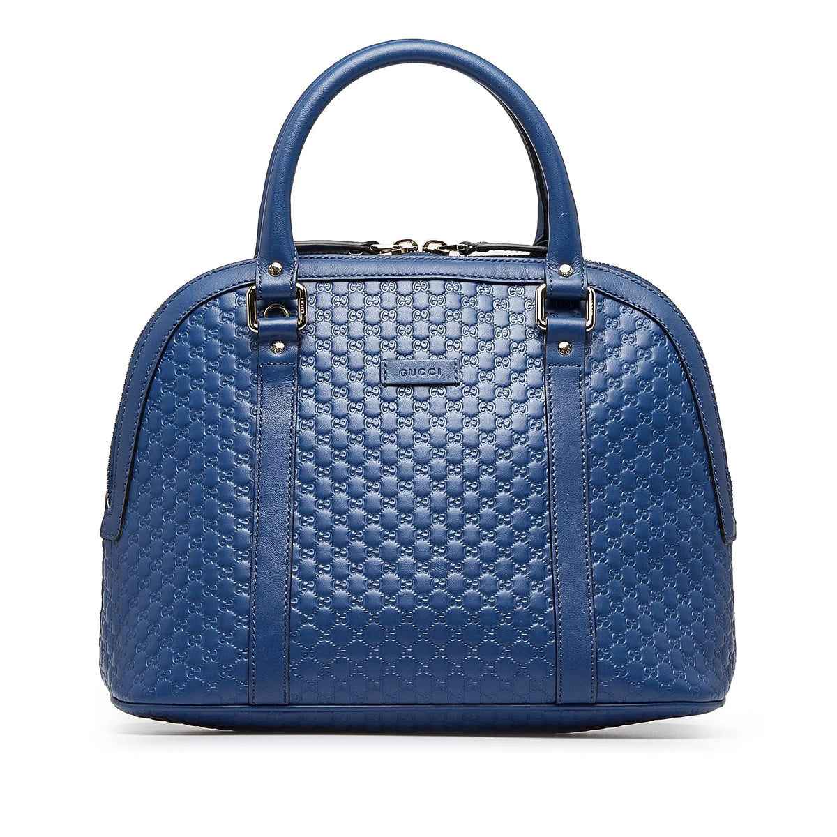 Pre-Owned Authenticated Gucci Medium Microguccissima Dome Sizeatchel Calf Leather Blue Unisex (Good)