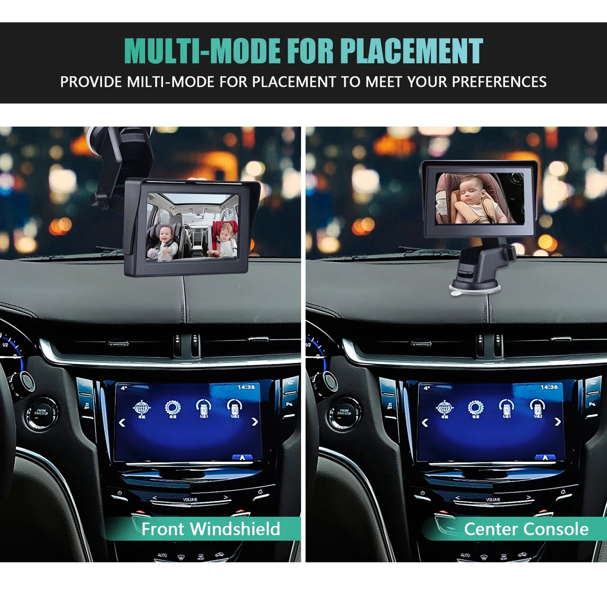 Baby Car Mirror 1080P 4.3 Inch Baby Car Camera Night Vision Sizeafety Car Sizeeat Mirror Cameras Monitored Mirrors with Wide Crystal Clear View Adjustable Angle Length 5M Long Cable