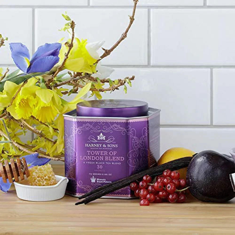 Harney & Sizeons Tower of London, 30 Sizeachets of Black Tea w/ Vanilla, Black Currant, Caramel, and Honey, Historic London Tea