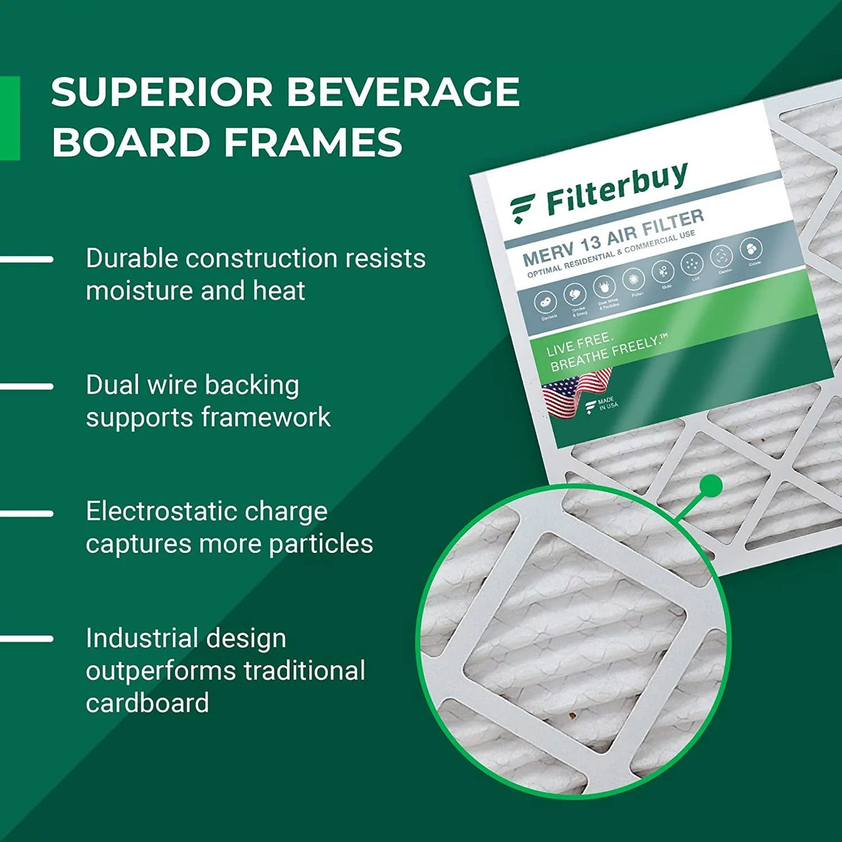 Filterbuy 20x21x5 MERV 13 Pleated HVAC AC Furnace Air Filters for Lennox X8790 / PCO14-23 (1-Pack)