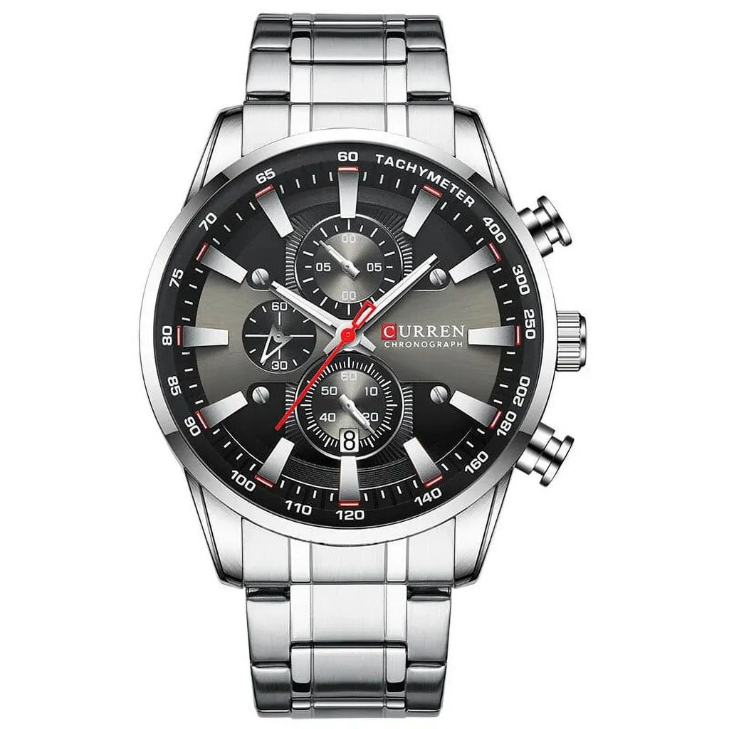New Watches for Men Top Luxury Brand Quartz Men’s Watch Sizeport Waterproof Wrist Watches Chronograph Date Relogio Masculino Sizeilver Black