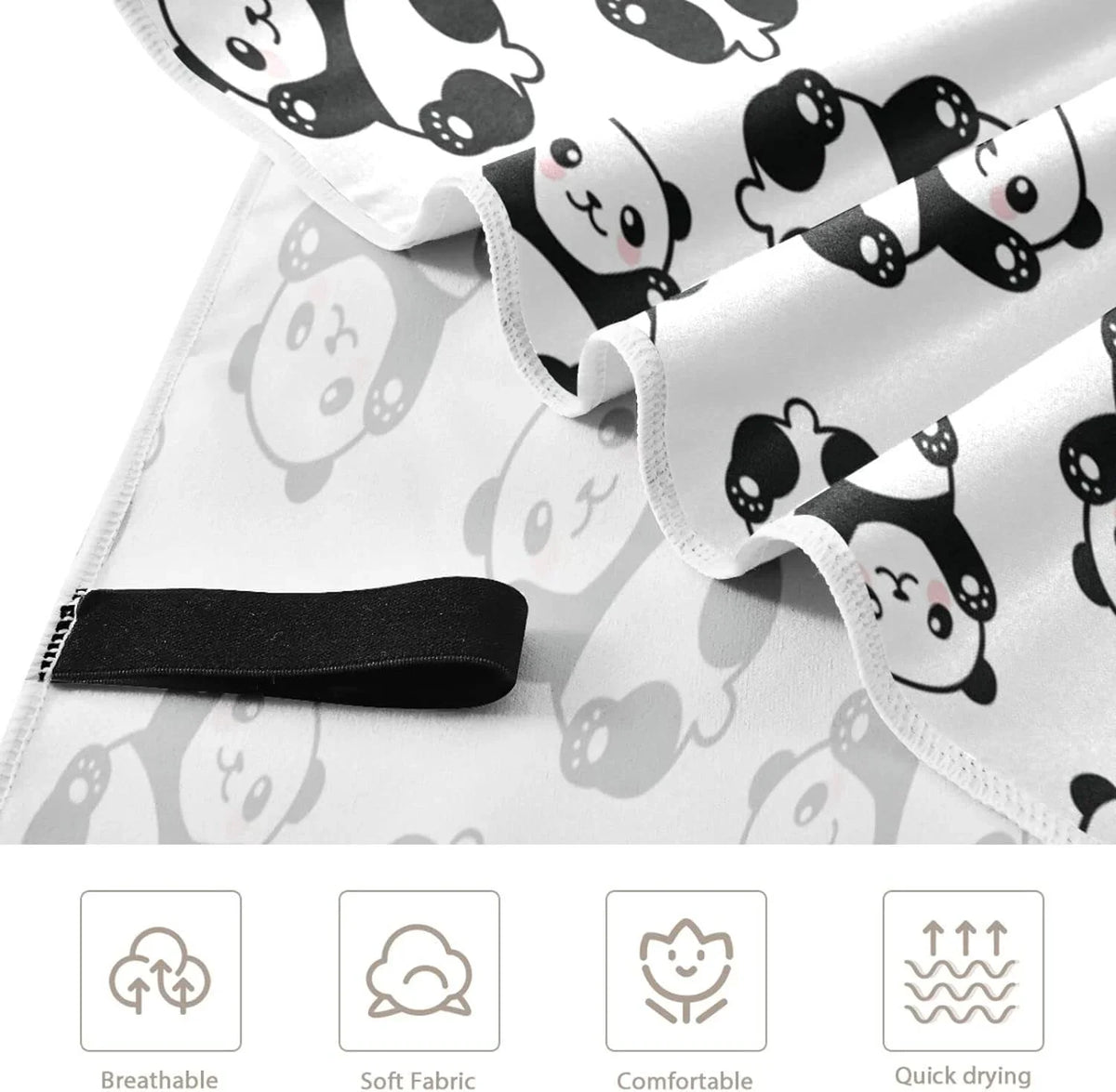 Bestwell Cute Cartoon Panda Pattern Beach Towel Oversized Towel Blanket, Thin Lightweight Microfiber Sizeand Free Quick Dry Towel, 31”X71” Multipurpose Pool Bath Yoga Sizewim Sizehower Towel