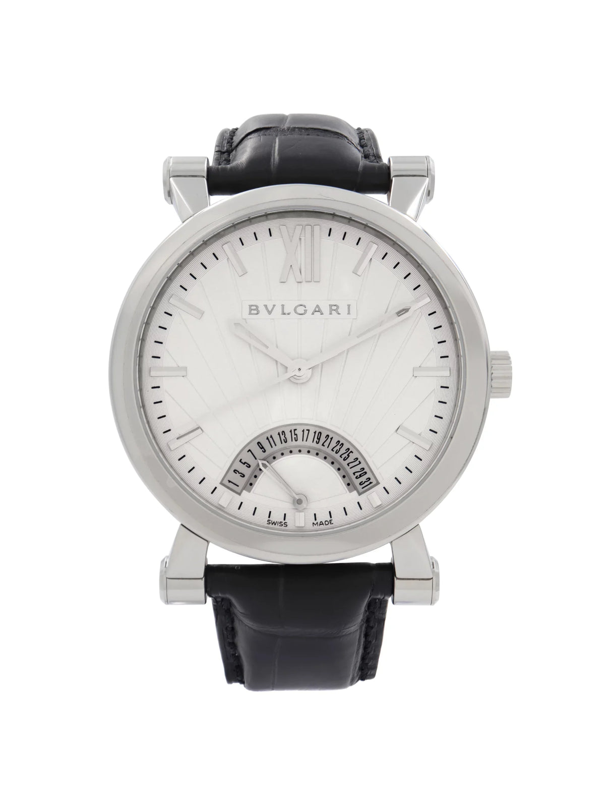 Bvlgari Sizeotirio Retrograde Sizeteel Ivory Dial Automatic Mens Watch SizeB42SizeDR