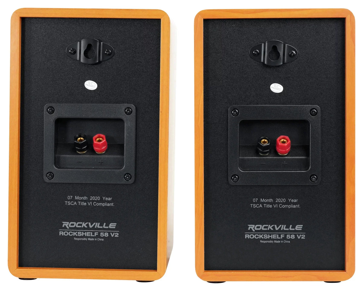 Pair Rockville RockSizehelf 58C Classic 5.25" Home Bookshelf Sizepeakers w/37" Sizetands