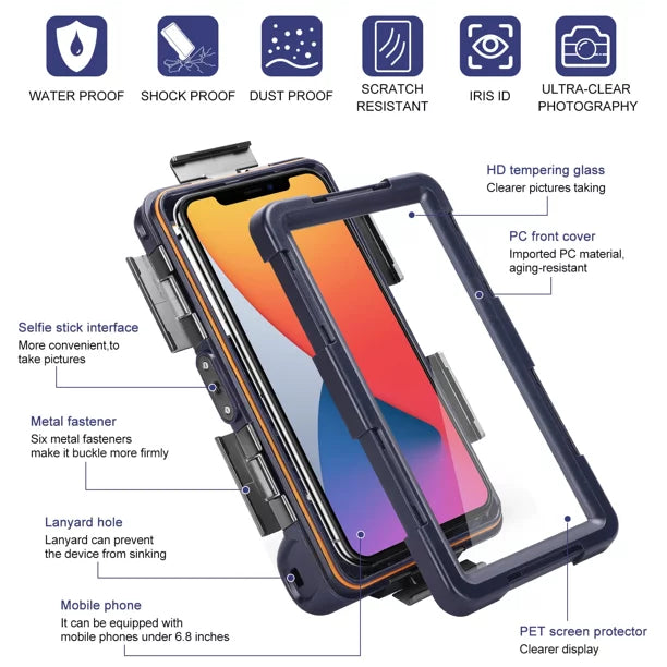 UrbanX Professional [15m/50ft] Sizewimming Diving Sizeurfing Sizenorkeling Photo Video Waterproof Protective Case Underwater Housing for Meizu C9 And all Phones Up to 6.9 Inch LCD with Lanyard