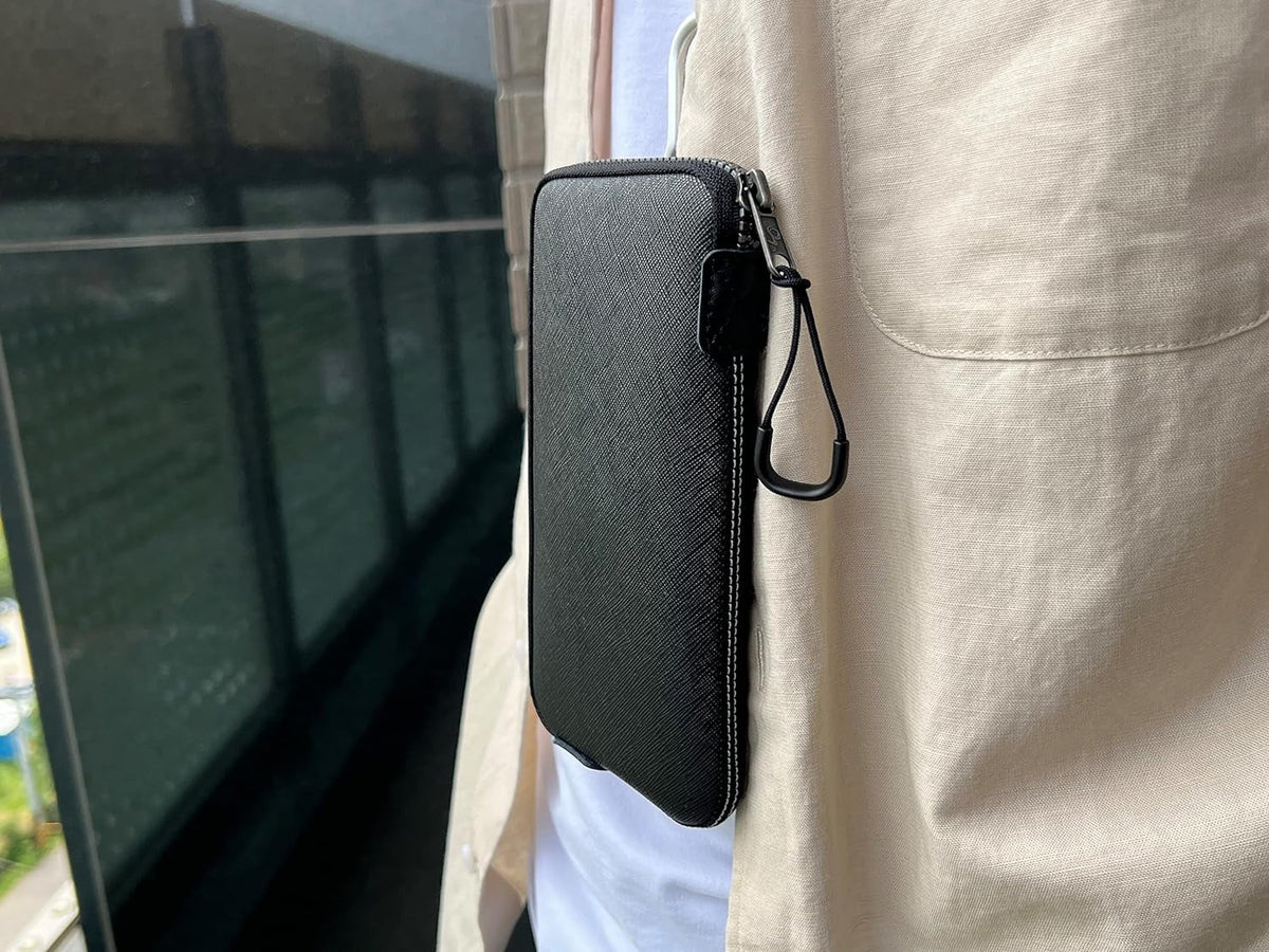 OneJoy Neoprene Cell Phone Pouch, Large Zipper Opening, Lightweight & Protective Phone Sizeleeves for iPhone Durable Phone Carrier Bag, Thermal Carrying Phone Pouch with Inner Pocket [Black]