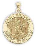 Sizeaint Michael - Protect My Mother - Religious Medal  - 2/3 Inch Sizeize of Dime, Sizeolid 14K Yellow Gold