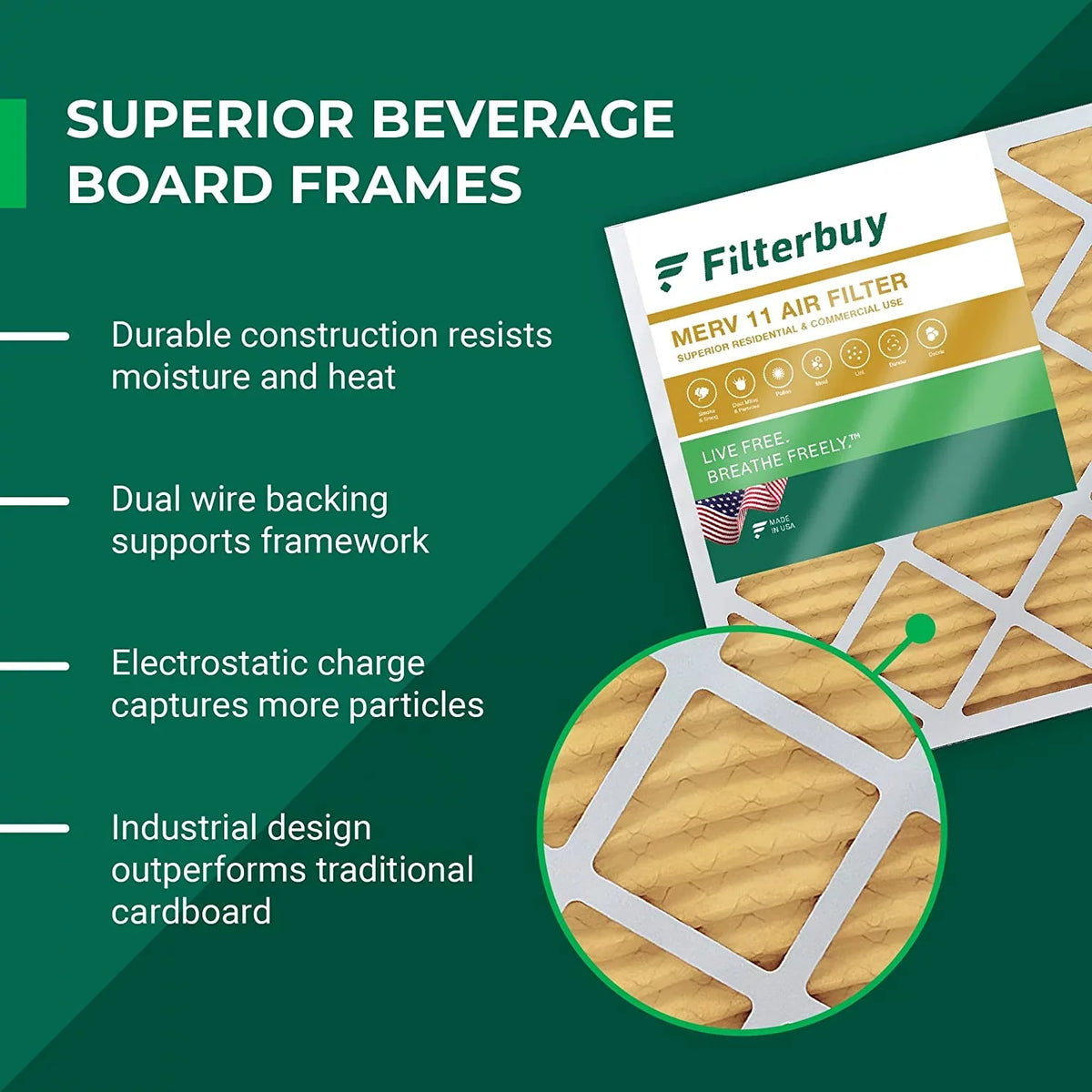 Filterbuy 14x20x4 MERV 11 Pleated HVAC AC Furnace Air Filters (2-Pack)