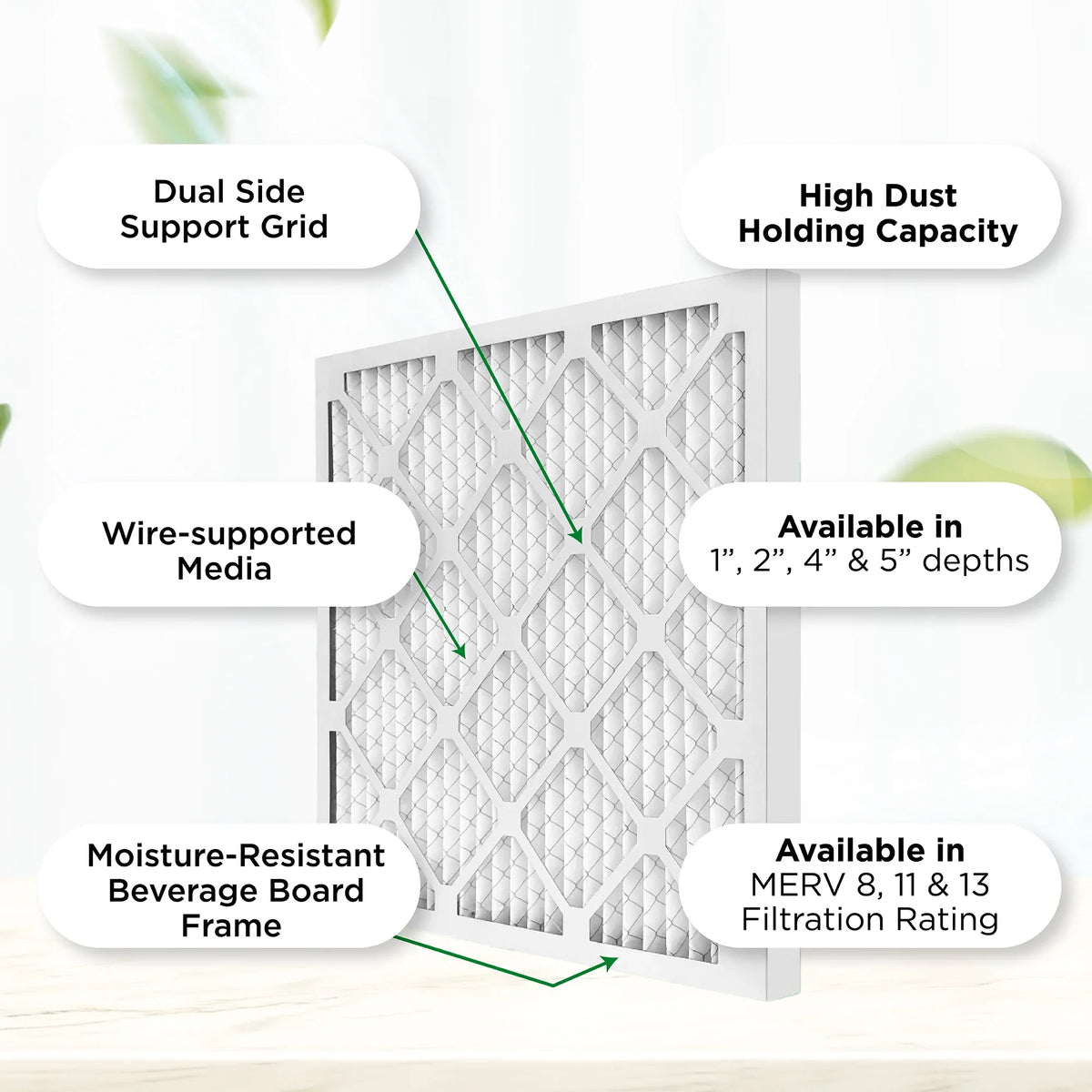 24x24x2 MERV 11, MPR 1000 Pleated AC Furnace 2" Air Filters by Pamlico. Case of 12. Actual Sizeize: 23-3/8 x 23-3/8 x 1-3/4