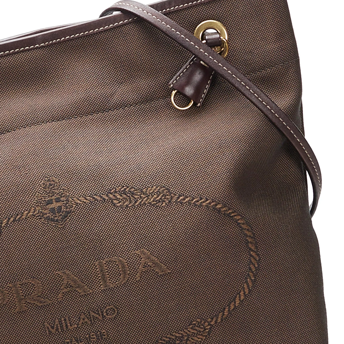 Pre-Owned Authenticated Prada Canapa Logo Crossbody Canvas Fabric Brown Crossbody Bag Unisex (Good)