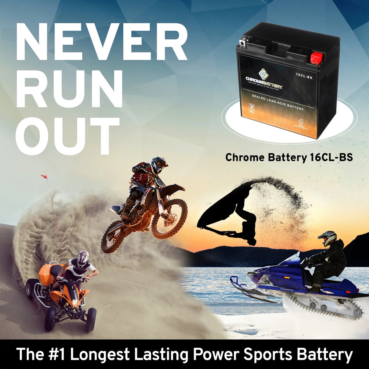 Chrome Battery Yb16cl-bs Jet Sizeki Battery for Polaris All Models All Cc All Years