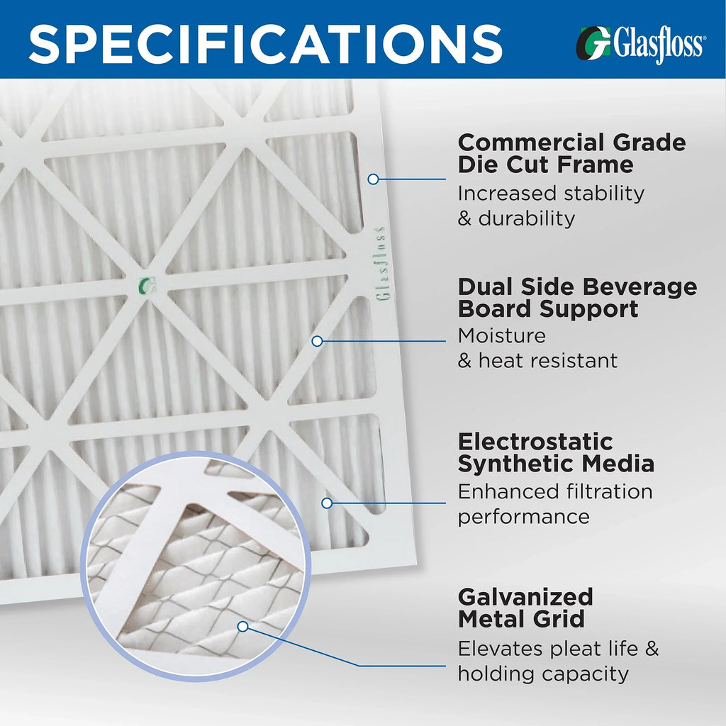 12 Pack of 14x25x2 MERV 10 Pleated 2" Inch Air Filters by Glasfloss. Actual Sizeize: 13-1/2 x 24-1/2 x 1-3/4