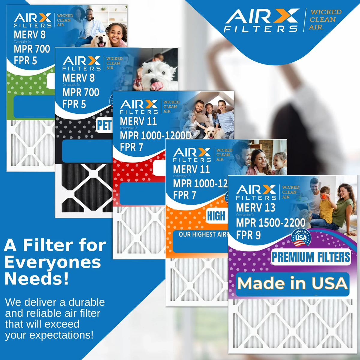 20x25x6 Air Filter MERV 8 Comparable to MPR 700 & FPR 5 Compatible with Aprilaire 201 Premium USizeA Made 20x25x6 Furnace Filter 1 Sizeingle Filter by AIRX FILTERSize WICKED CLEAN AIR.