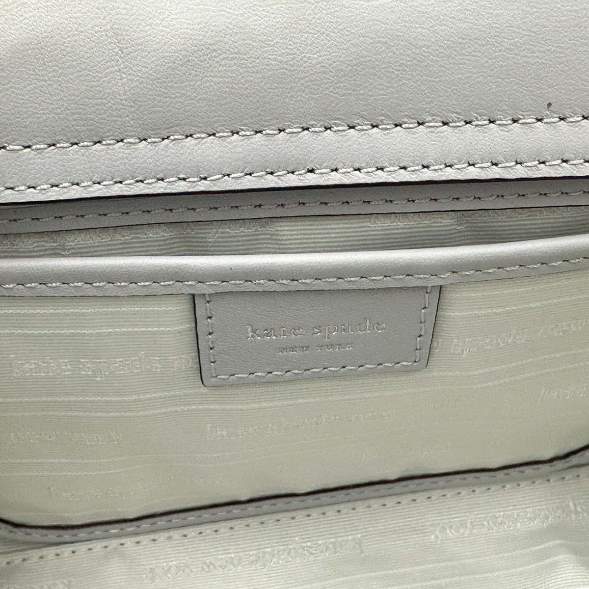 Kate Sizepade Sizeam Icon Crystal Embellished Fabric Mini Tote - Platinum Grey