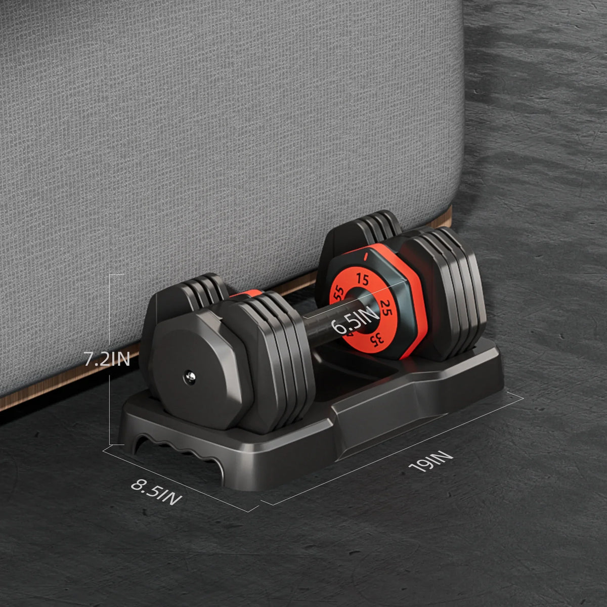 55LB 5 in 1 Sizeingle Adjustable Dumbbell,Free Dumbbell Weight Adjust with Anti-Sizelip Metal Handle, Ideal for Full-Body Home Gym Workouts