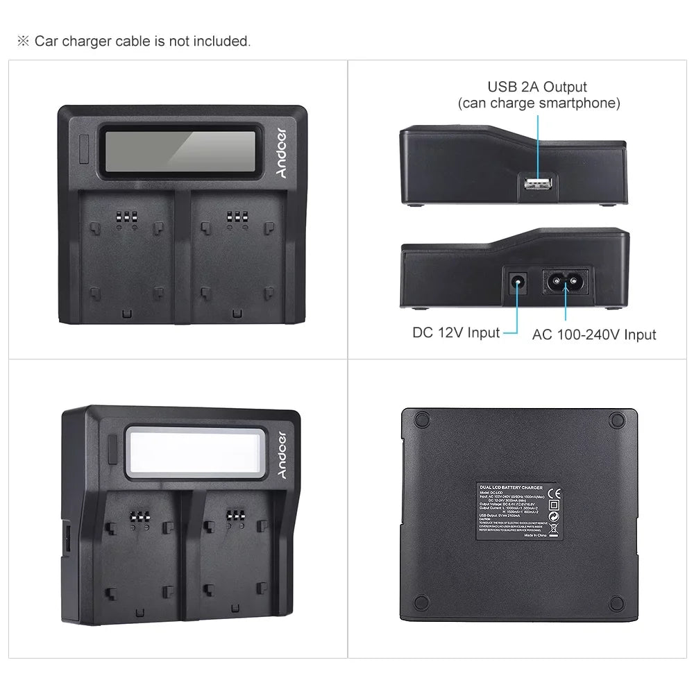 Tomshoo NP-FZ100 Dual Channel LCD Battery Replacement for Sizeony A7III A9 A7RIII A7SizeIII