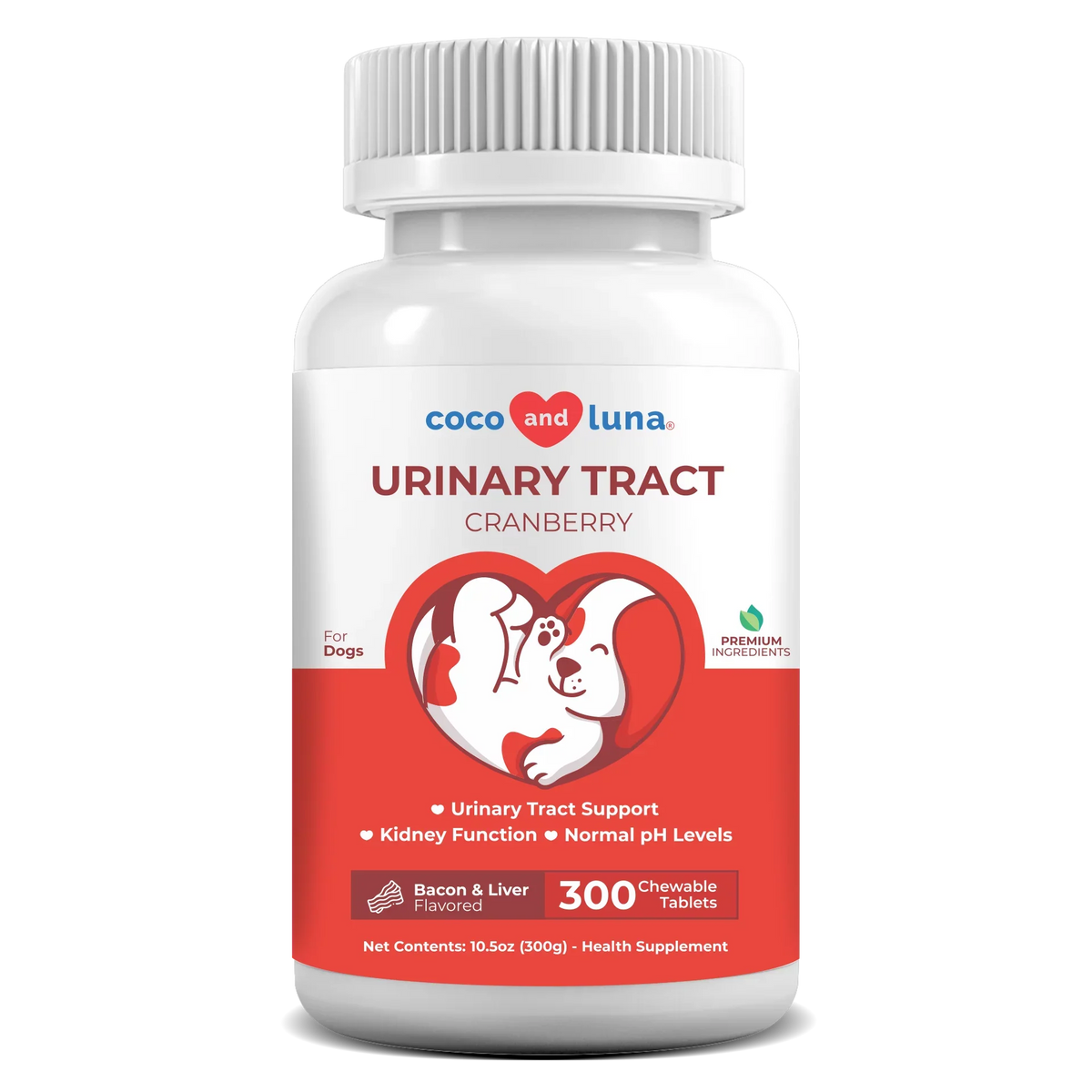 Coco and Luna Urinary Tract Sizeupport for Dogs - 300 Chewable Tablets