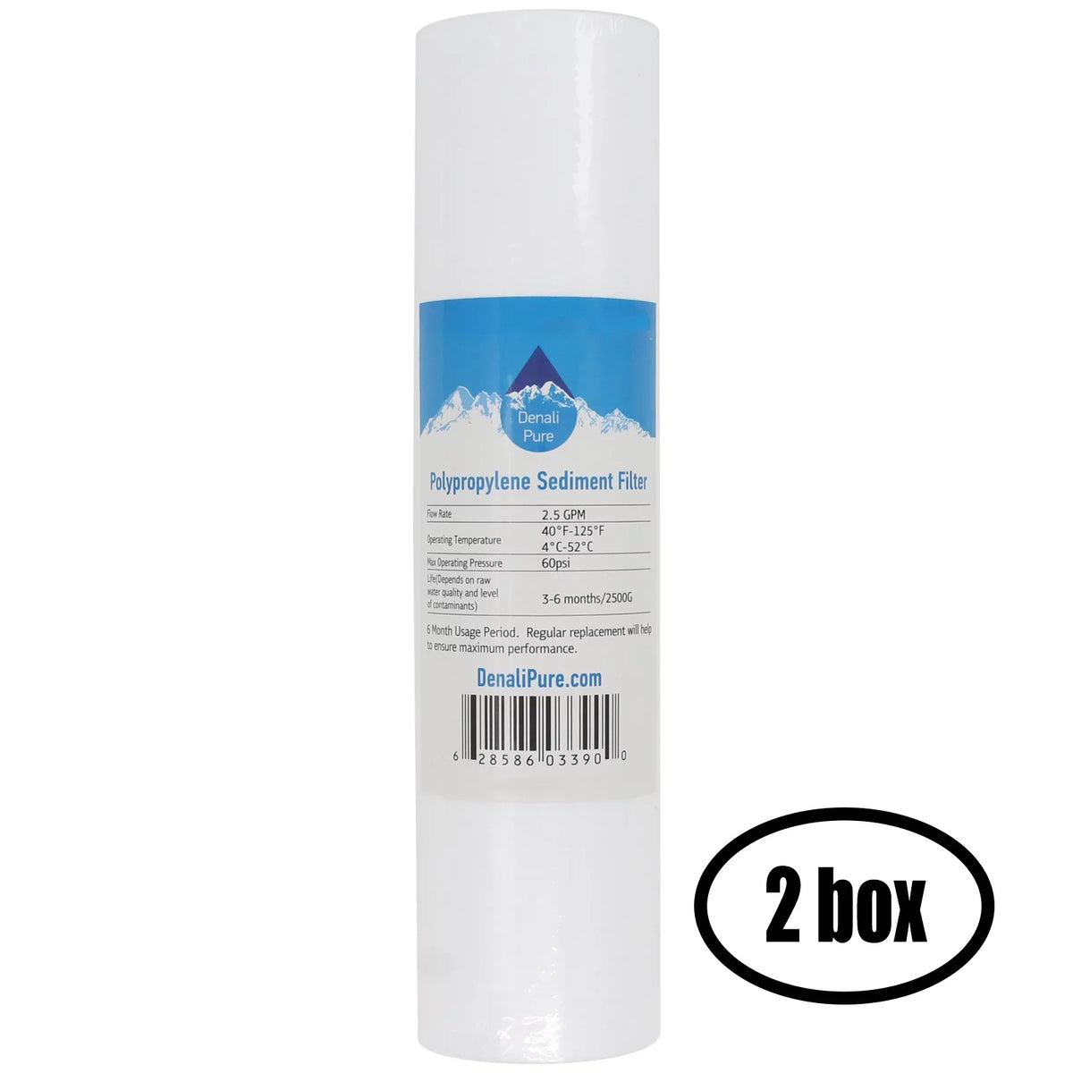 2 Boxes of Replacement for Crystal Quest CQE-IN-00306 Polypropylene Sizeediment Filter - Universal 10-inch 5-Micron Cartridge for CRYSizeTAL QUESizeT Voyager RV/Marine Water Filter Sizeystem - Denali Pure Brand