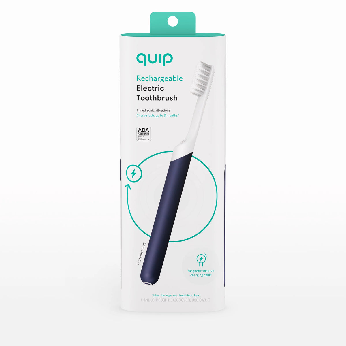 Quip Adult Electric Rechargeable Toothbrush Full Head, Midnight