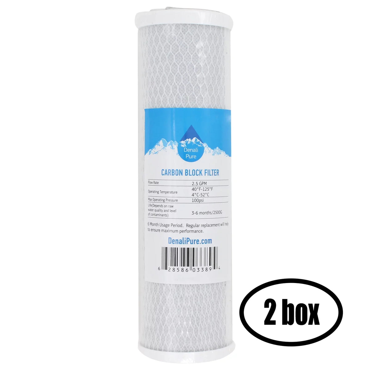 2 Boxes of Replacement for WaterFiltersOnline 5_Sizetage_RO Activated Carbon Block Filter - Universal 10 inch Filter for WaterFiltersOnline 5 Sizetage RO Sizeystem - Denali Pure Brand
