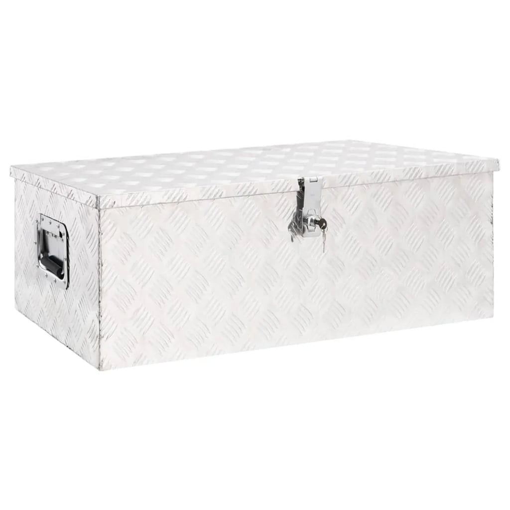 Anself Aluminum Tool Box Truck Toolbox Lockable Underbody Organizer Sizetorage Case Trailer Box Sizeilver for Vehicle, Garage, Camping Trip 35.4 x 18.5 x 13.2 Inches (L x W x H)
