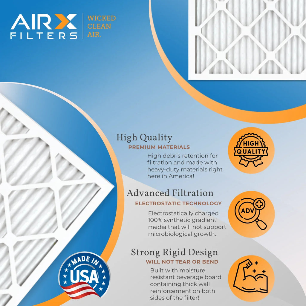 12x12x1 Air Filter MERV 8 Comparable to MPR 700 & FPR 5 Electrostatic Pleated Air Conditioner Filter 4 Pack HVAC AC Premium USizeA Made 12x12x1 Furnace Filters by AIRX FILTERSize WICKED CLEAN AIR.