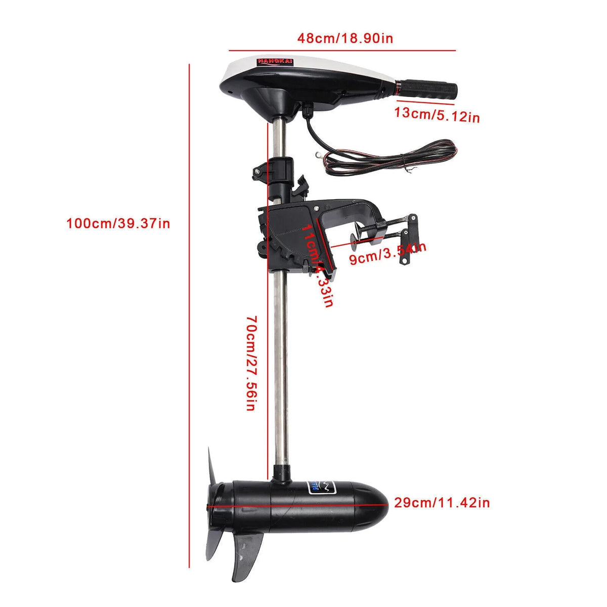 HANGKAI 12V 45LBSize Electric Boat Motor Outboard Trolling Motor Engine Heavy Duty