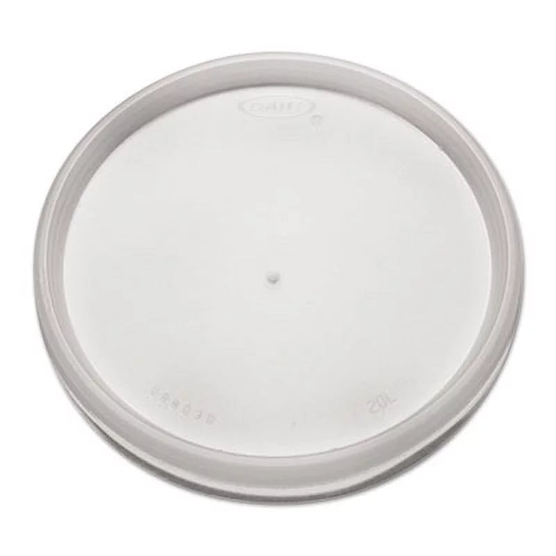 Dart 20JL Plastic Lids For Pillow Cups, Bowls And Containers, Flat, Vented, Fits 6-32 Oz, Translucent, 100/pack, 10 Packs/carton